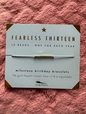 Lucky Feather Fearless Thirteen Birthday Milestone Bracelet - NWT
